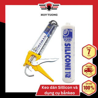 Keo Dán Silicon + dụng cụ bắn keo, keo silicon siêu dính, dán được nhiều chất liệu cực kỳ chắc chắn - Huy Tưởng