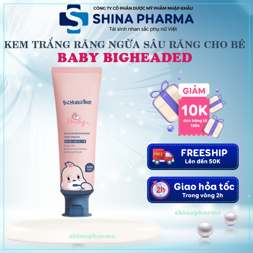 Kem Đánh Răng Trẻ Em Baby BigHeaded Bird - Kem Đánh Răng Baby Làm Trắng Răng, Ngăn Ngừa Sâu Răng