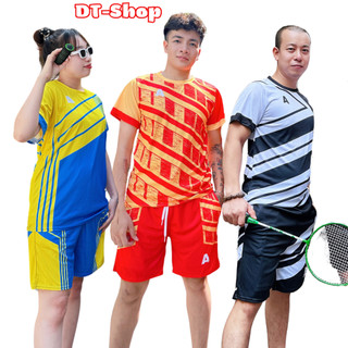 SÉT Đồ Bộ Nam Nữ Cổ Tròn chữ A Sọc Phối Chất Vải Thun Lạnh Cao Cấp Thoáng Mát, Bộ Quần Áo Thể Thao Mùa Hè Phong Cách