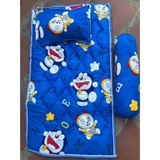 Bộ nệm gối cho bé đi học 65x110cm  hàng loại 1 - Gối nệm cho bé đi học mẫu giáo- bộ nệm kèm 2 gối cho bé có túi