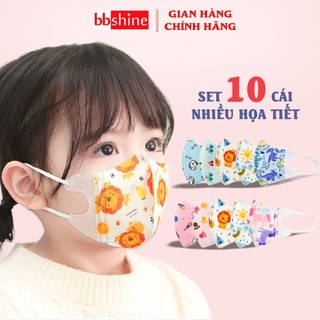 Khẩu trang cho bé 0-12 tuổi bảo vệ đường hô hấp của bé an toàn nhiều màu sắc tươi sáng (Set 10 cái) BBShine – M017