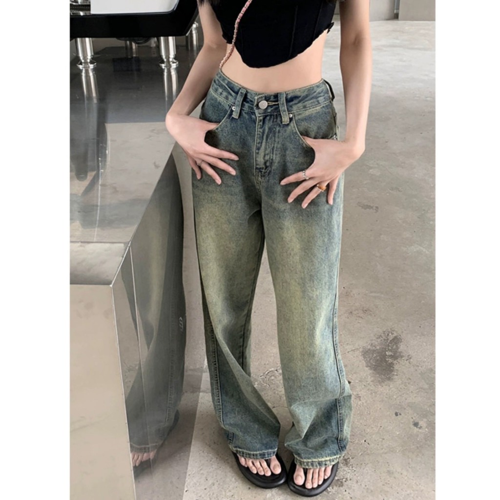 Quần bò ống rộng dáng suông xanh cổ điển , Quần jean ống rộng 2 màu xanh Siêu Xinh Tôn dáng Cực Đẹp 2024 D28 | BigBuy360 - bigbuy360.vn
