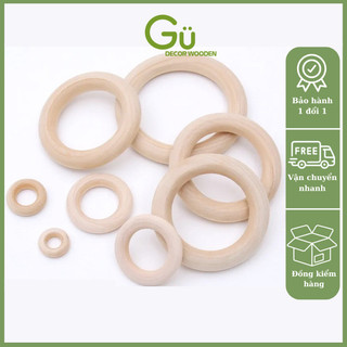 Khoen vòng gỗ Gu Decor Wooden, vòng gỗ luyện tay Montessori cho bé size 7cm và 4cm