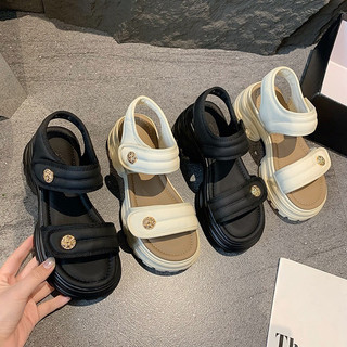 Dép Sandal Nữ 2 Quai Đính 555 Đế Cao 4.5cm
