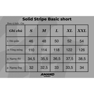 Quần Short Amand Solid Stripe Basic Short - Black/ White/ Grey QS024