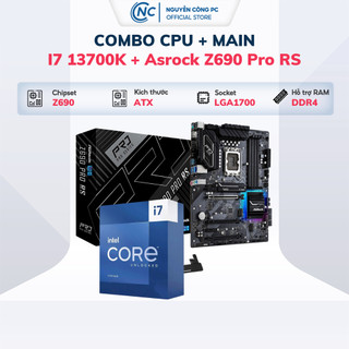 Combo main cpu intel i7 13700k box + asrock z690 pro rs ddr4 - bảo hành 36 tháng