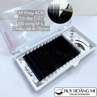 Mi khay ACB chất silk Hàn, bắt keo tốt_Cong M-L_Dài 8-15mm_Dày 0.07_Dụng cụ nối mi_Huy Hoàng Mi