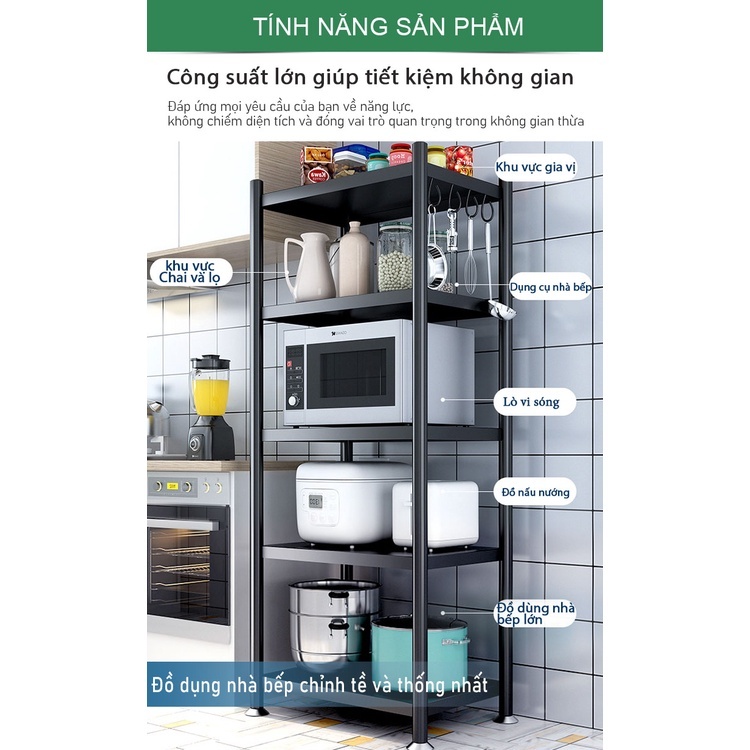 Kệ để đồ Kệ nha bep Kệ lò vi sóng inox Kệ lò vi sóng Khung thép Kệ lưu trữ Giá để đồ 4 tầng