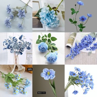Hoa trang trí cổng cưới, xe hoa, hoa giả decor nhà cửa, sự kiện, làm backgound chụp hình xanh dương