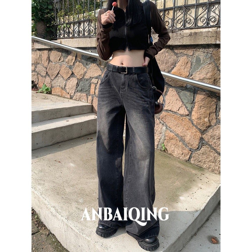 Quần jean nữ Retro ống suông rộng Cạp, quần jeans ống rộng phong cách Ulzzang Hàn Quốc siêu cá tính D 55 | BigBuy360 - bigbuy360.vn