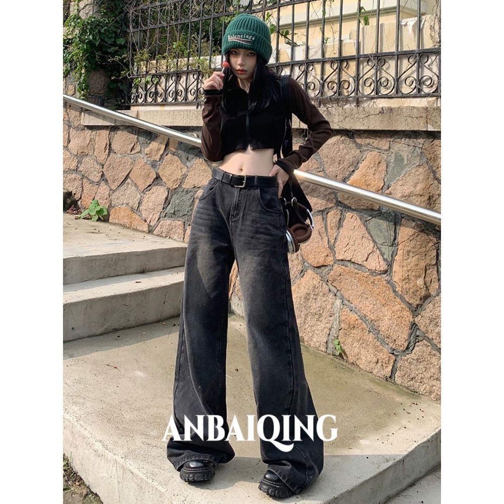 Quần jean nữ Retro ống suông rộng Cạp, quần jeans ống rộng phong cách Ulzzang Hàn Quốc siêu cá tính D 55 | BigBuy360 - bigbuy360.vn