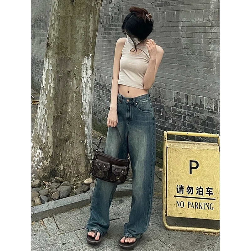 Quần Jean Nữ 2024 Thời Trang Giặt Xanh Eo Cao, Quần Ống Rộng Ôm Và Rời xám bạc trước Siêu cá tính D56 | BigBuy360 - bigbuy360.vn