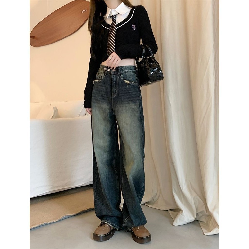 Quần Ống Rộng Retro tua rua gấu túi Jean Nữ Mùa Hè Mới, quần ông rộn Phong Cách siêu Hot D57 | BigBuy360 - bigbuy360.vn