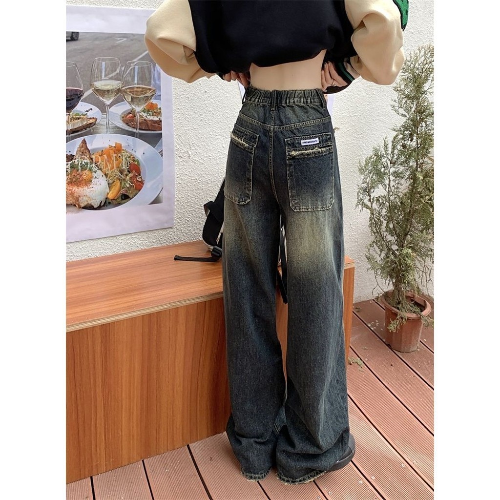 Quần Ống Rộng Retro tua rua gấu túi Jean Nữ Mùa Hè Mới, quần ông rộn Phong Cách siêu Hot D57 | BigBuy360 - bigbuy360.vn