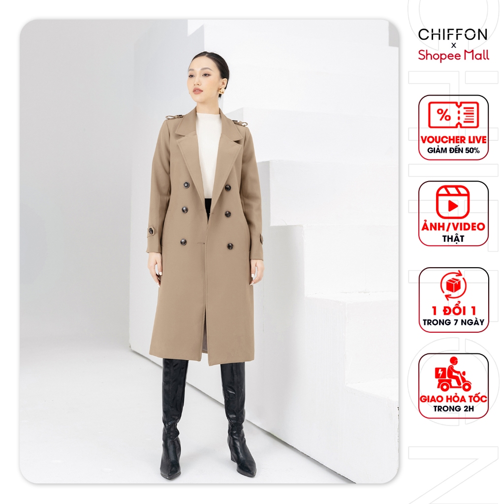 Áo mangto dáng dài 6 cúc cao cấp Chiffon