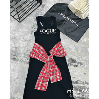 Váy sát nách Vogue kèm khăn[ Sẵn ghi ship]