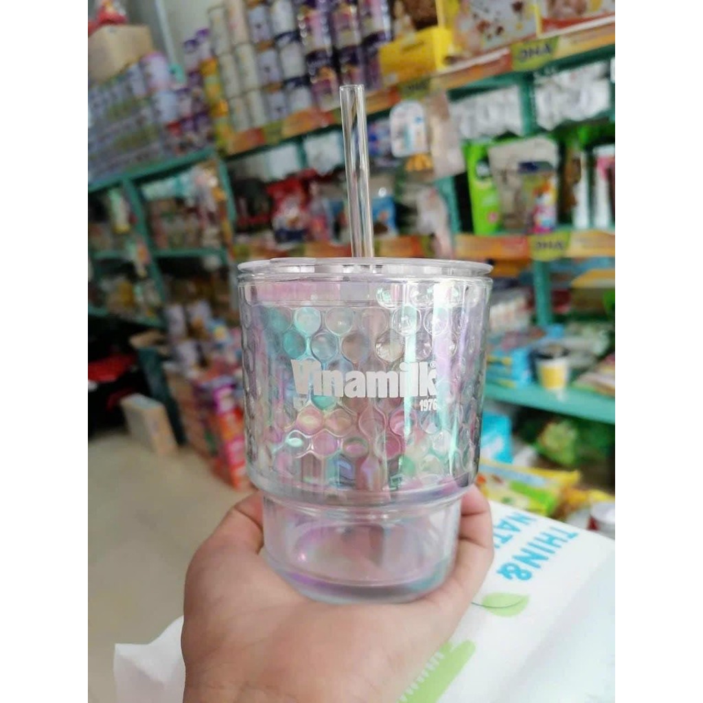 Ly thủy tinh cầu vồng giá tốt, ly thủy tinh đẹp cao cấp hàng vinamilk