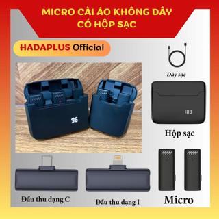 Micro cài áo không dây hadaplus hỗ trợ thu âm quay video và lives có hộp sạc