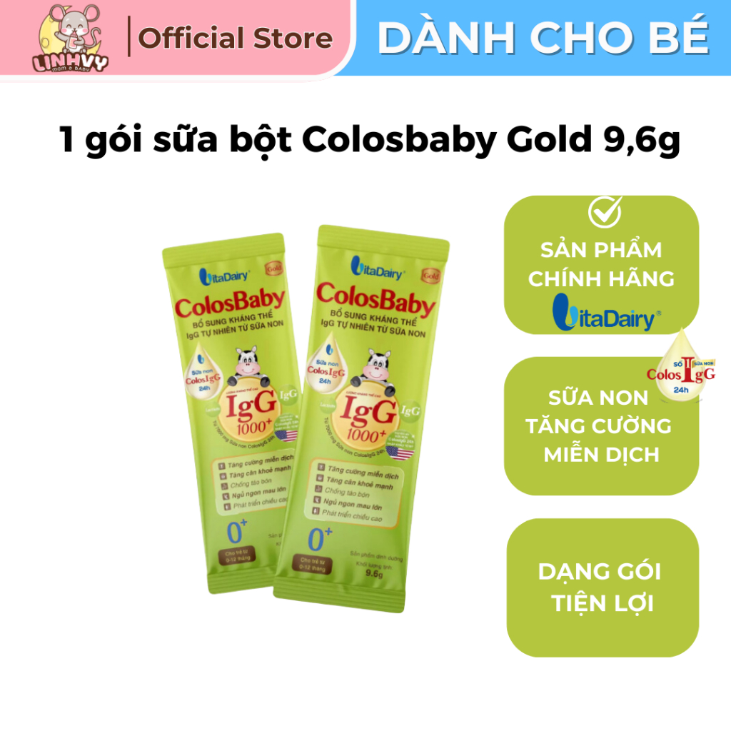 [Date mới] 1 gói sữa bột Colosbaby Gold 0+ 9,6g giúp tăng đề kháng, tăng cân rất tiện lợi để mang đi