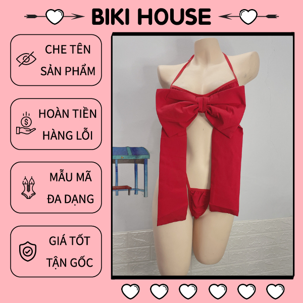 Đồ lót liền thân phối nơ đáng yêu gợi cảm bodysuit set ngủ 1 mảnh cột dây đen đỏ hottie quyến rũ BIKI HOUSE T325 - TPHCM | BigBuy360 - bigbuy360.vn