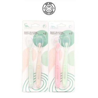 Set 2 thìa silicon Jubon mềm mại cho bé yêu ăn dặm