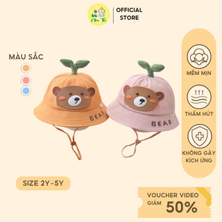Mũ cho bé, Nón tai bèo rộng vành họa tiết gấu dễ thương cho bé từ 2 tuổi đến 5 tuổi - M03