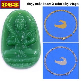 Mặt dây chuyền Phật bản mệnh Hư Không Tạng Bồ Tát  đá xanh 3.6 cm, 5 cm