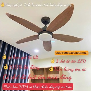 [BH 10 NĂM-HÀNG LOẠI I CÓ CÁP AN TOÀN-DC INVERTER] Quạt trần ALUX-K343Z-CF, 3 Chế Độ Đèn, Động Cơ Lõi Đồng, 5 Cánh ABS