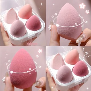 Bộ 4 mút trang điểm kèm hộp đựng mút xốp trang điểm hình quả trứng