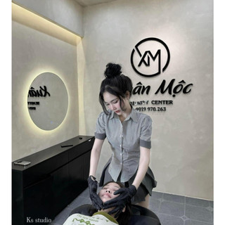 Sét áo sơ mi kẻ cộc tay bẻ kèm chân váy ghi cáng ngắn