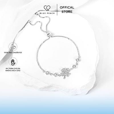 Lắc Tay Bạc Blue Peach LT Cỏ 4 Lá Dây Rút LT744