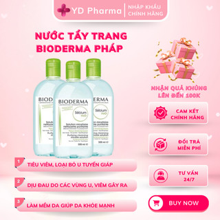  Nước Tẩy Trang Bioderma Tẩy trang dịu nhẹ, loại bỏ bụi bẩn dầu nhờn 500ml của Pháp| YD Pharma