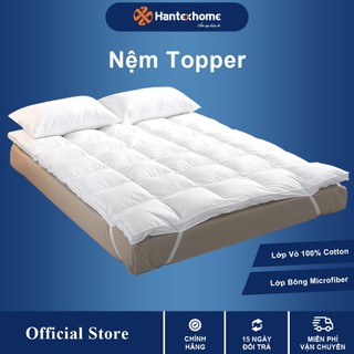 Nệm topper lông vũ nhân tạo HANTEXHOME bông Microfiber Hàn Quốc cao cấp tiêu chuẩn khách sạn 5 sao
