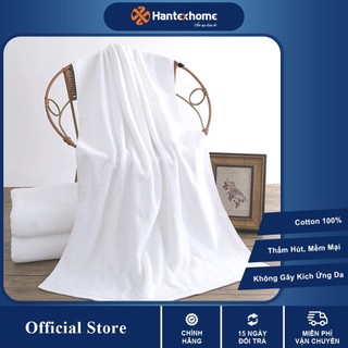 Khăn tắm khách sạn trắng trơn HANTEXHOME 100% cotton, mềm mại, thấm hút, không xù tiêu chuẩn 5 sao