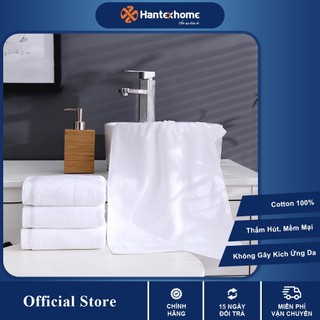 Khăn mặt, khăn tay khách sạn trắng trơn HANTEXHOME 100% cotton, mềm mại, thấm hút tiêu chuẩn 5 sao