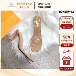 Dép nữ quai trong Minh Thư thời trang mũi vuông tôn dáng, giày cao gót quai meka gót 8cm đi chơi đi tiệc - L104