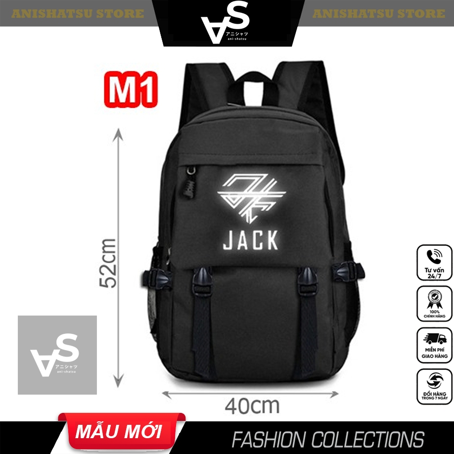 Cặp Jack logo mới phản quang, balo Jack logo mới phản quang