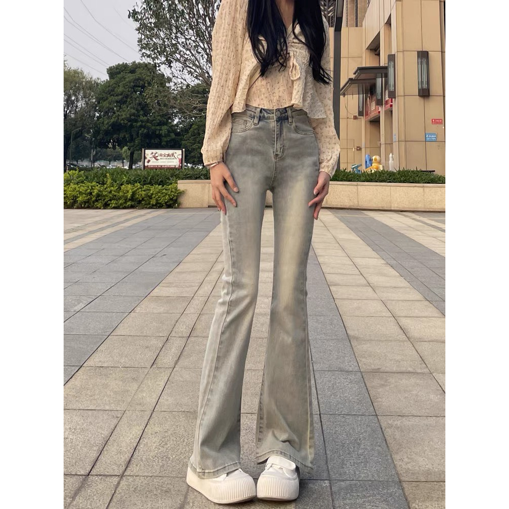 Quần bò nữ, quần jeans nữ ống loe màu xám bạc cũ vintage siêu xinh, siêu phong cách MS 15 | BigBuy360 - bigbuy360.vn