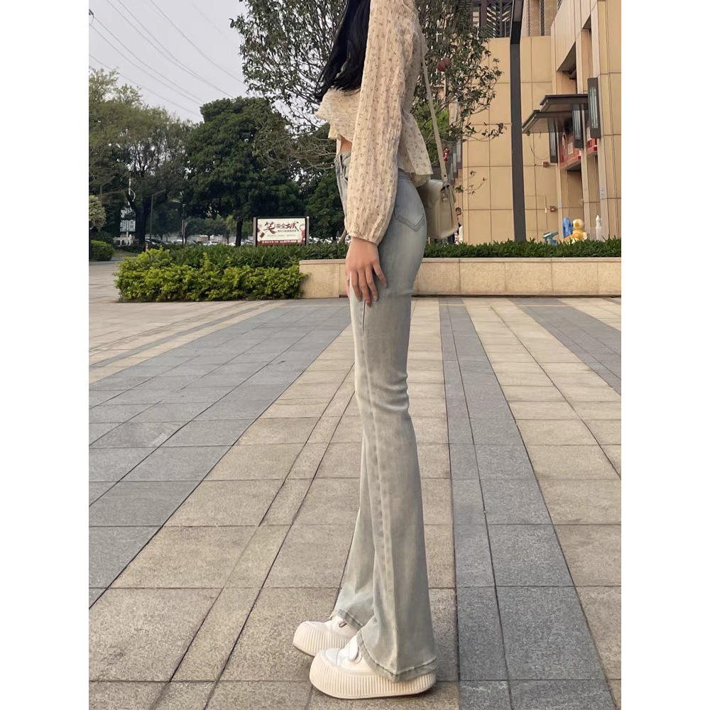 Quần bò nữ, quần jeans nữ ống loe màu xám bạc cũ vintage siêu xinh, siêu phong cách MS 15 | BigBuy360 - bigbuy360.vn