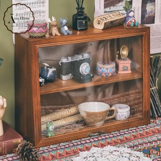 Tủ Gỗ Mini Để Bàn Trang Trí Decor Vintage Đựng Mỹ Phẩm Cốc Ly Chén Kiểu Cánh Ngược Ann Hime Sp9
