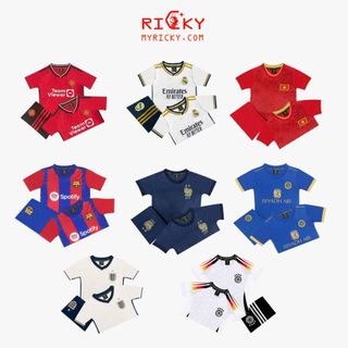Bộ Đồ Bóng Đá REAL và các CLB , Đội Tuyển Quốc Gia EURO 2024, Chất Coton thun lạnh, bền, mát giúp trẻ Thoải mái vận động