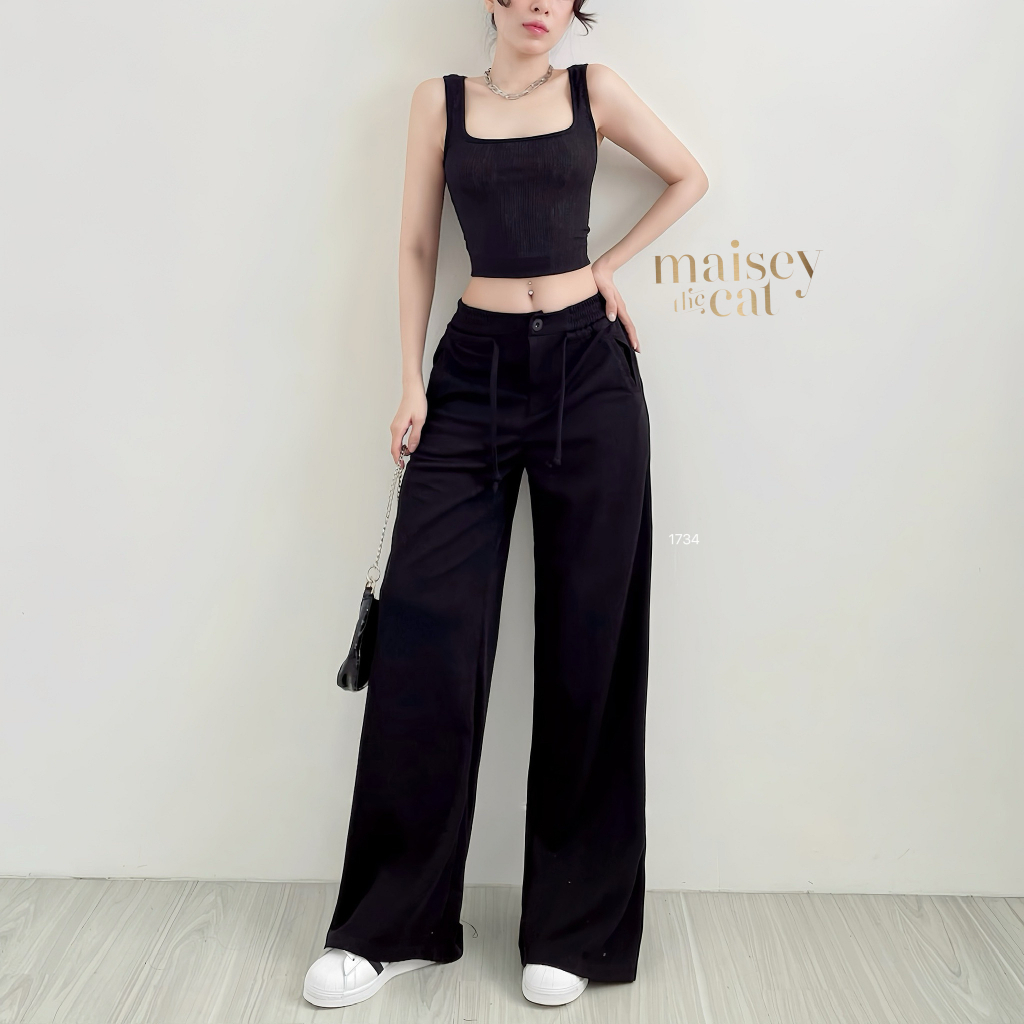 [MAISEY 1734] SET ÁO CỔ VUÔNG VÀ QUẦN DÀI PHOM RỘNG BỤI BẶM HIỆN ĐẠI