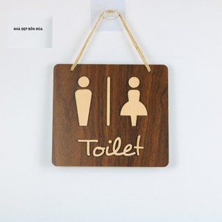 Bảng gỗ treo cửa nhà vệ sinh toilet  wc đơn giản nhã nhặn màu gỗ đen hình nam, nữ