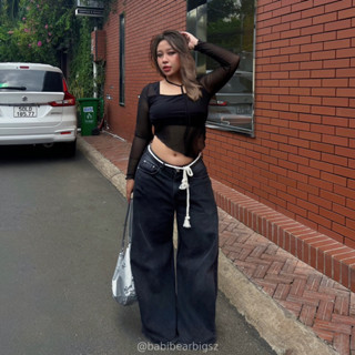 [BABIBEARBIGSZ] ÁO LƯỚI KIỂU TAY DÀI VẠT CHÉO BIGSIZE 60-90KG