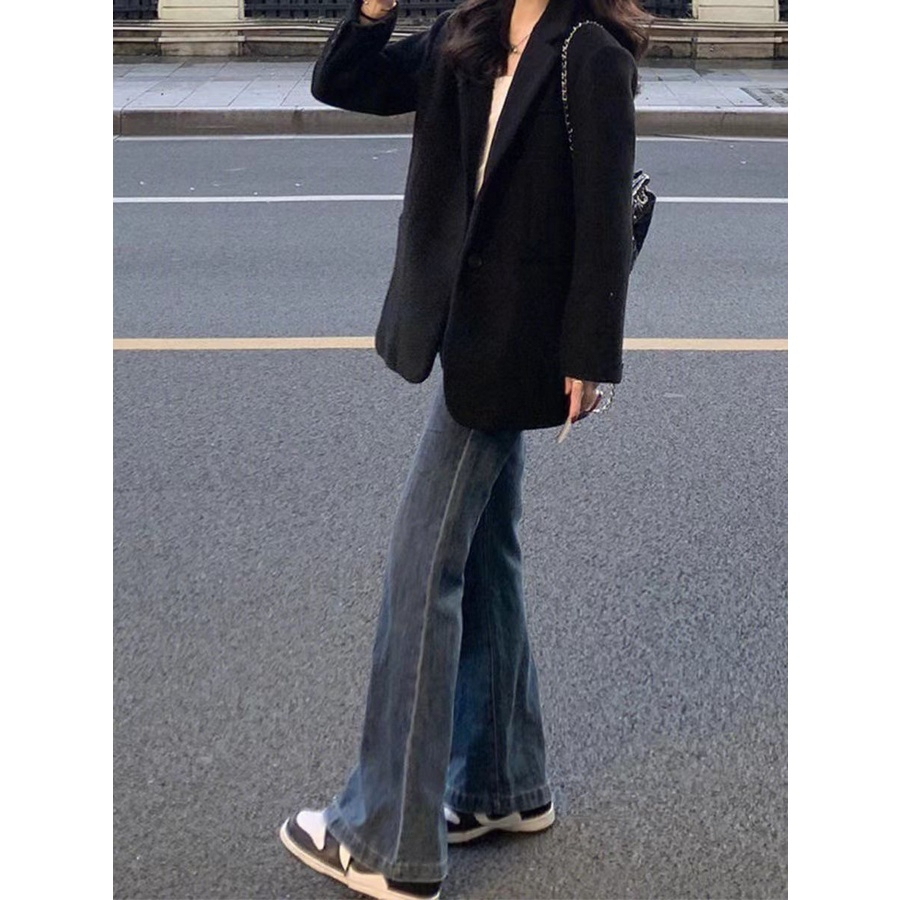 Quần bò ống loe xanh than Phong cách Hàn , Quần jean ống loe xanh than lưng cao Phong Cách cá tính  D44 | BigBuy360 - bigbuy360.vn