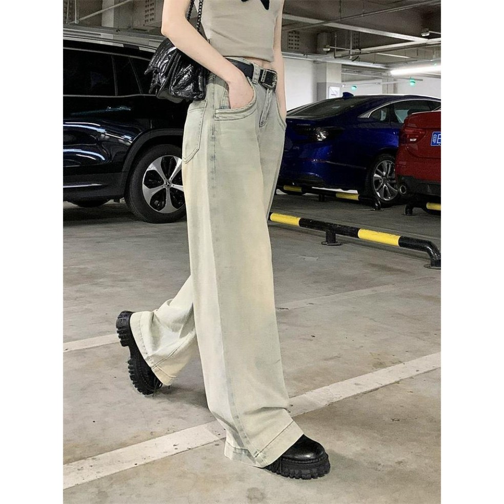 Quần ống rộng mix viền túi, quần nữ jean phong cách Retro Ống Rộng siêu đẹp siêu sang N 65 | BigBuy360 - bigbuy360.vn