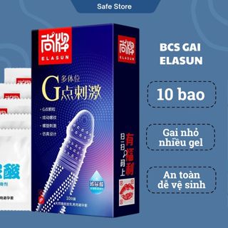 Bao cao su gai ELASUN bcs gai siêu mỏng, bcs có gai kéo dài quan hệ hộp 10 bao - Safe HN