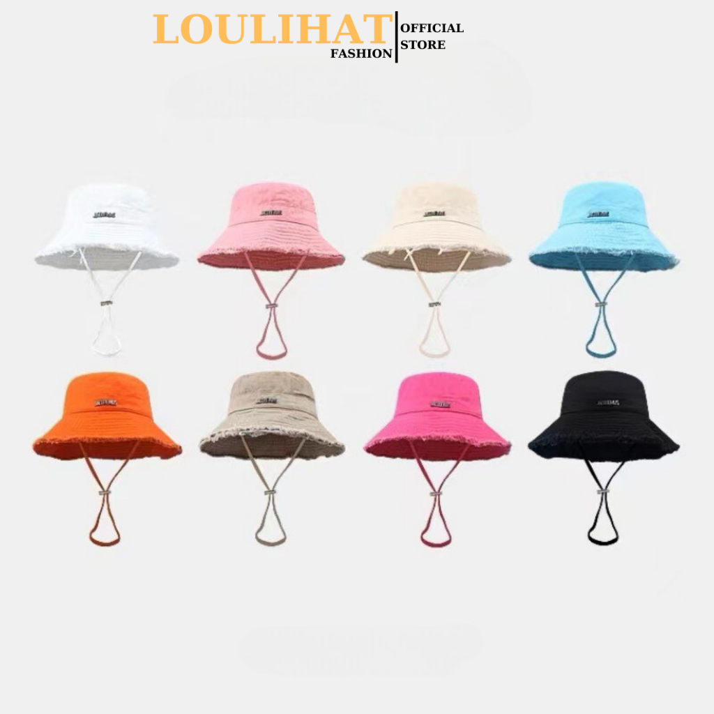 Nón bucket tua rua Hàn Quốc nam nữ, nón tai bèo vành rộng chống nắng đính J@cquemus năng động - LOULIHAT_FASHION
