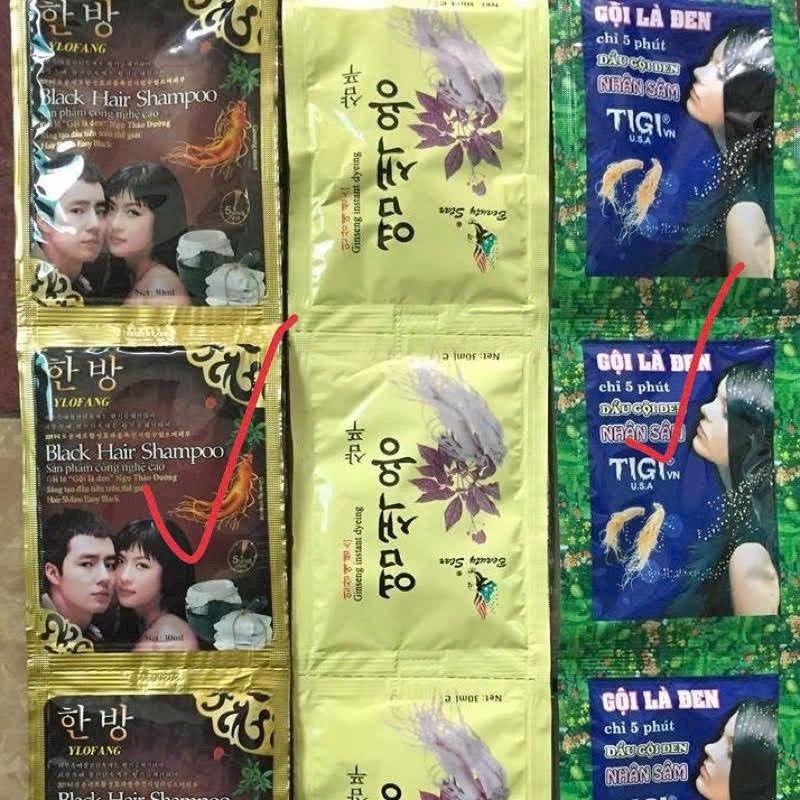 Combo 2 dây (20goi)Dầu gội đầu thảo dược nhân sâm làm đen tóc