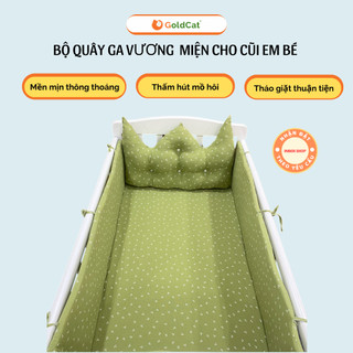 Quây Cũi Cho Bé GOLDCAT Và Ga Bọc Đệm Thiết Kế 1 Đầu Vương Miện, Dùng Cho Mọi Loại Cũi